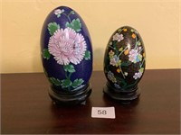 2 Cloisonne Eggs w/Stands