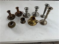 Pewter, Copper and Brass Candle Holders