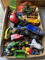3- John Deere Tractors in a Flat of Toys, Cars,& M