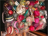 Tray of vintage Christmas ornaments