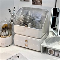 Makeup Organizer with Brush Holder - White