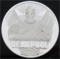 2018 TUVALU $1 COIN MARVEL DEADPOOL 1 OZ SILVER