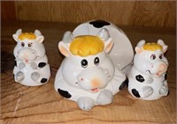 Cow Salt and Pepper Shakers and Napkin Holder