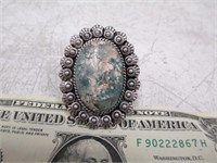 Turquoise German Silver Ring Size 8 - No Actual
