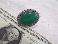 Green Onyx German Silver Ring Size 8 - No Actual