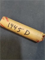 One roll of 1945 d wheat pennies