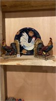 Chicken bookends & plate