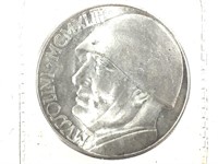 Italian WWII 20 Lire Mussolini Non-Tender Coin