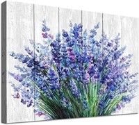 $56 Lavender Wall Art Blue Flowers 36"x 24"