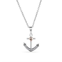Sterling Silver Anchor and Heart Crystal Necklace