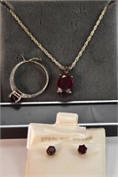 .70ct Garnet Earrings, Necklace, & Ring Set