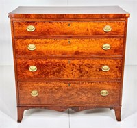 Cherry 4 drawer chest, solid ends, French feet,