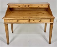 Pine paymaster's desk, 2 drawers in gallery back,