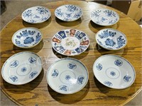 9 antique collector plates - most approx 8"