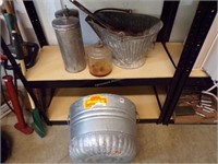 Wheeler galvanize tub, glass stove kerosene bottle
