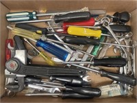 Assortment of screwdrivers and wrenches.
