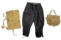 (2)  WWII U.S. Canvas Bags & U.S. Army Wool Pants