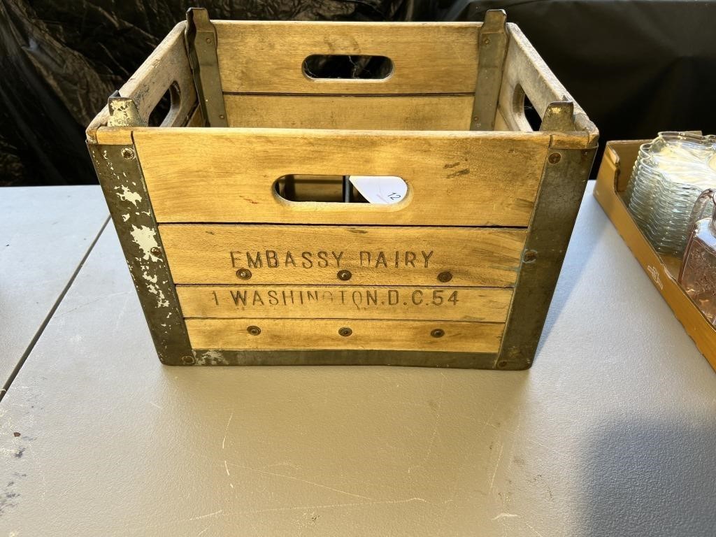 OLD EMBASSY DAIRY WOODEN MILK CRATE