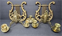 Hampton Brass Wall Sconces and Harp Wall Decor