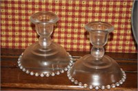 Pair of vintage pressed glass candle holders