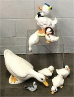 Assorted Glazed Ceramic & Glass Geese & Ducks