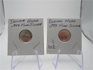 2 Indian Heads .999 Fine Silver