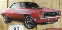 1969 Camaro GM licensed metal wall art, 21"w