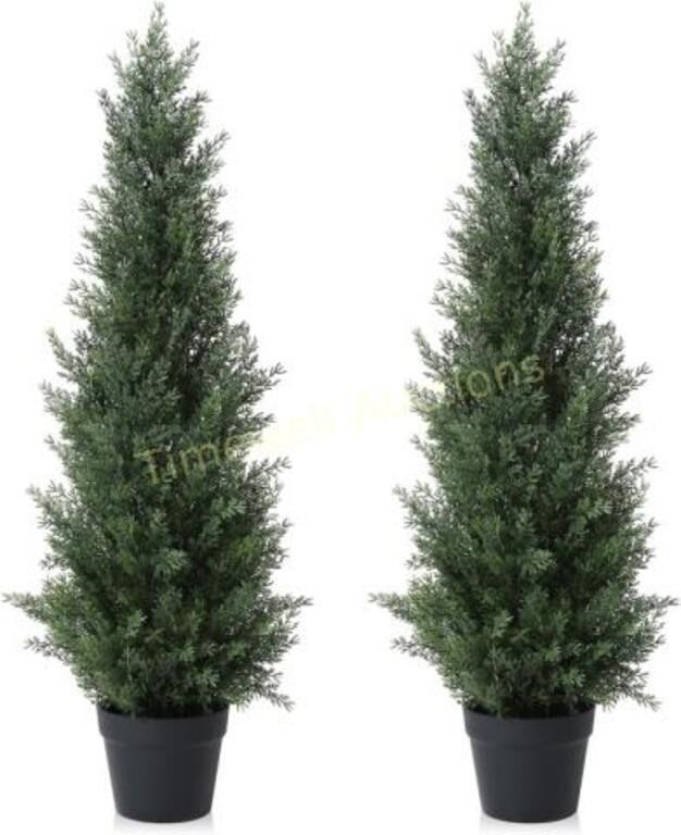 3FT Artificial Cedar Topiary Trees  Set of 2