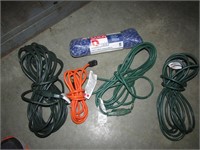 4 ext. cords & rope