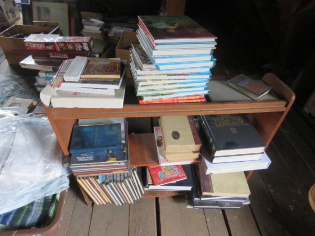 SHELF OF BOOKS - BUYER TO BOX, LOCATED IN ATTIC
