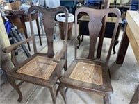 Wooden Chair with Wicker Seats