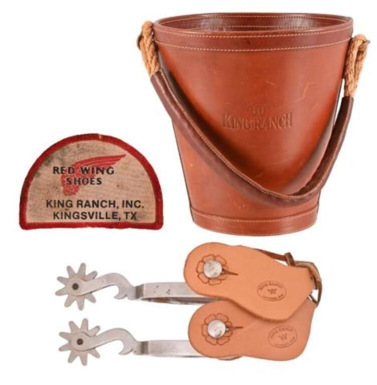 King Ranch Leather Horse Feed Bucket & Spurs