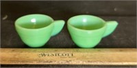(2)VINTAGE AGATE GREEN GLASS CHILD'S CUPS