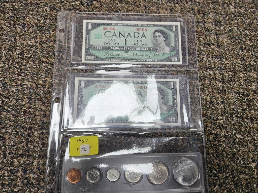 1867-1967 YEAR SET WITH 2 1867-1967 BILLS