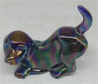 (M) Fenton Rainbow art glass Dachshund