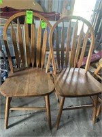 Qty 2 Wood Chairs & Wood Stool