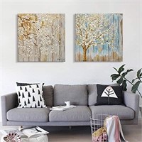 Kas Home Blooming White Flower Tree Canvas