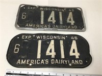 Pair of 1946 Wisconsin license plate