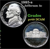 Proof 1985-s Jefferson Nickel 5c Grades GEM++ Proo