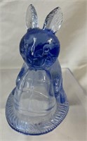 Blue Glass Bunny Head to candy dish