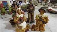 SET OF 4 NATIVE AMERICANS & PILGRIM FIGURES