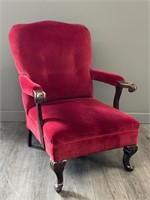 Antique Red Velvet Open Armchair