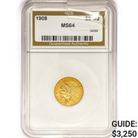 1908 $2.50 Gold Quarter Eagle NGS MS64