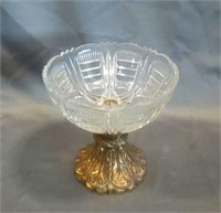 Crystal compote with gold finish base