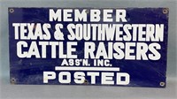 Texas & Southwestern Cattle Raisers Enamel Sign