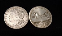 1921 MORGAN DOLLAR & ONE OZ FINE SILVER 1981 COIN