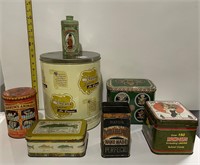 Tin Canisters - Group of 7 - Empty Tins
