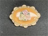 Vintage Applied Rose Gold tone Brooch