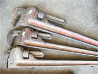 3 RIDGID PIPE WRENCHES, (2) 24" & (1) 36"