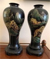 D - PAIR OF VINTAGE VASES 13"T (L15)